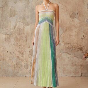 Miss Rosier Serelith Metallic Knit Backless Maxi Dress